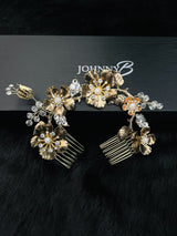 ERIN - Multi-Flower Design With Crystal And Pearl Hair Piece