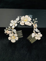 ERIN - Multi-Flower Design With Crystal And Pearl Hair Piece