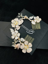 ERIN - Multi-Flower Design With Crystal And Pearl Hair Piece