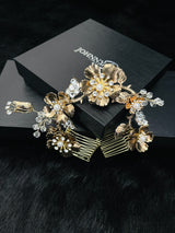 ERIN - Multi-Flower Design With Crystal And Pearl Hair Piece