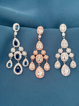 FLORENCIA - Crystal Three-Tier Chandelier Earrings - JohnnyB Jewelry