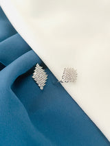 ZANIYAH - Pave Diamond-Shaped Drop Earrings In Silver - JohnnyB Jewelry