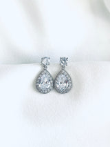 CELESTE - Clear Dangle Teardrop Earrings - JohnnyB Jewelry