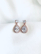 CELESTE - Clear Dangle Teardrop Earrings - JohnnyB Jewelry