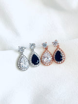 CELESTE - Clear Dangle Teardrop Earrings - JohnnyB Jewelry
