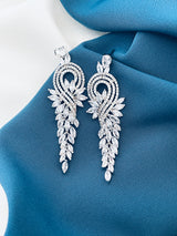 MARISOLE - Clear Intricate Swirl And Droplets Earrings In Silver - JohnnyB Jewelry