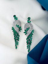 MARISOLE - Clear Intricate Swirl And Droplets Earrings In Silver - JohnnyB Jewelry