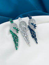 MARISOLE - Clear Intricate Swirl And Droplets Earrings In Silver - JohnnyB Jewelry