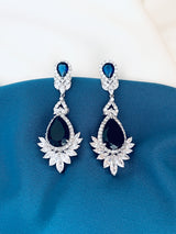 VALENCIA - Clear Intricate Teardrop Earrings In Silver - JohnnyB Jewelry