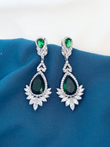 VALENCIA - Clear Intricate Teardrop Earrings In Silver - JohnnyB Jewelry