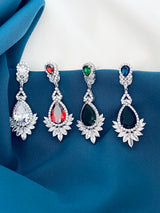 VALENCIA - Clear Intricate Teardrop Earrings In Silver - JohnnyB Jewelry