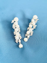 LUCINDA - Crystal And Multi-Size Pearl Wrap Dangle Earrings In Silver