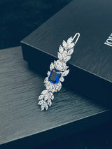 AMALIA - CZ MARQUISE AND SQUARE BARRETTE CLIP IN SILVER