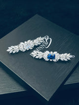AMALIA - CZ MARQUISE AND SQUARE BARRETTE CLIP IN SILVER