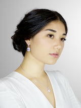 FELICIA - Square Crystal Drop Earrings In Silver - JohnnyB Jewelry