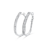 JESSAMY - Oval Crystal Hoop Earrings In Silver - JohnnyB Jewelry