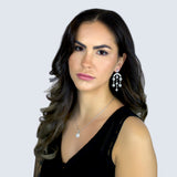 TRINITY - Round CZ Crystal Chandelier Earrings In Silver - JohnnyB Jewelry