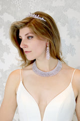 EVANGELINE - 16" Small 1000s Round CZ Necklace In Silver - JohnnyB Jewelry