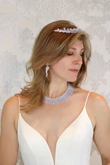 EVANGELINE - 16" Small 1000s Round CZ Necklace In Silver - JohnnyB Jewelry
