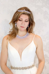 EVANGELINE - 16" Small 1000s Round CZ Necklace In Silver - JohnnyB Jewelry