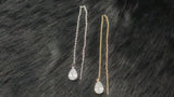 WHISPERS - Simple Chain And Crystal Drop Needle Earrings