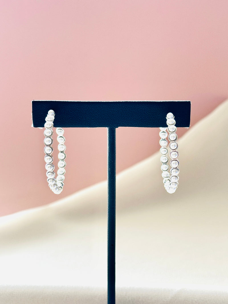 The Elodie – Double Hoop Pearl Statement Earrings