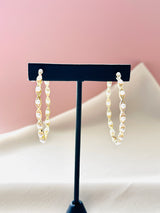 The Isabelle – Rose Gold Pearl Hoop Earrings