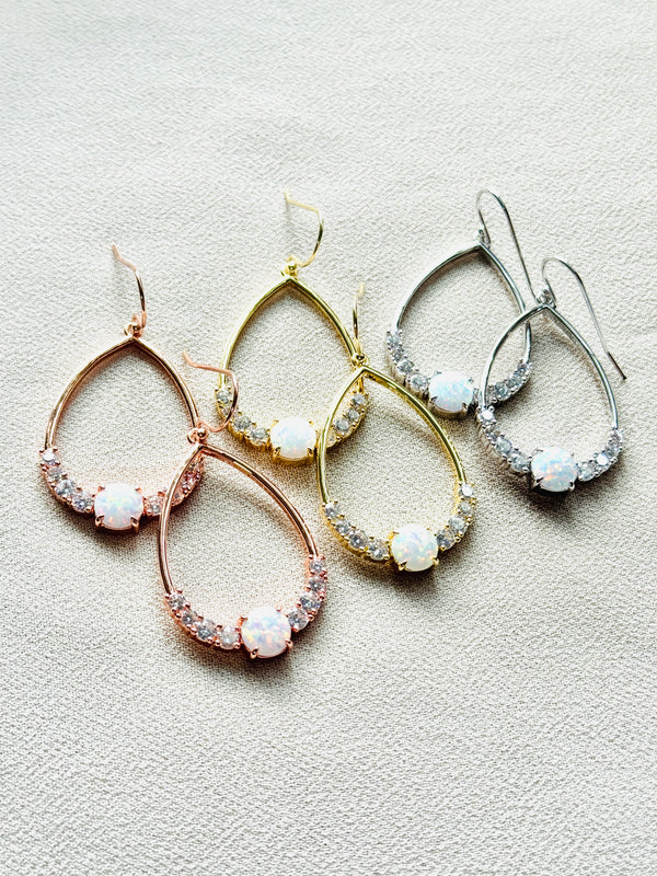 Blushing Opal Bloom Teardrop Earrings
