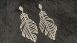ORIELE - Pave Feather-Shaped Drop Earrings In Silver