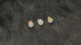 RHEA - Delicate Round-Setting Opal Stud Earrings