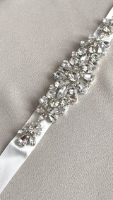 GRACIELA - Multi-Shaped Crystal Belt Sash In Silver