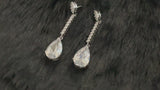RAINE - Slender Drop Crystal Earrings In Silver