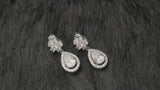 ALLEGRA - CZ Teardrop Crystal Drop Earrings In Silver