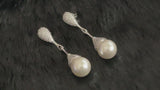 MARIBEL - Pave-Set Drop Pearl Earrings In Silver
