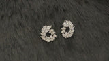 ROSETTE - Multi-Crystal Small Wreath-Shaped Stud Earrings In Silver