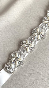 ELIZA - Pearl and Crystal Floral Detail In Silver
