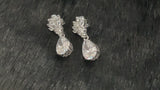 ELSPETH - Multi-Shaped CZ With Teardrop Crystal Earrings In Silver
