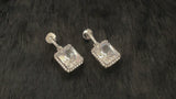AINSLEY - Square Dangle CZ Crystal Drop Earrings In Silver