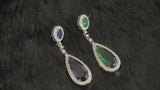THEODORA - Long Dangle Teardrop CZ Crystal Earrings In Silver