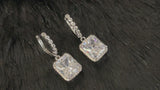 FELICIA - Square Crystal Drop Earrings In Silver