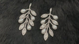 AVALON - Crystal Leaf And Freshwater Pearl Berry Drop Earrings In Silver