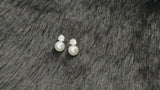 RUBY - Small Round CZ And Pearl Stud Earrings