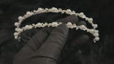 PHILLIPA - Pearl And Crystal Leaf Double-Stranded Tiara In Silver