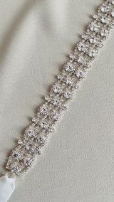 VIVECA - Unique All-Crystal Open-Weave Belt Sash In Silver
