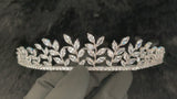 HANNAH - Marquise-Cut Cubic Zirconia Floral Tiara In Silver