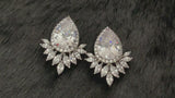 CLEOPATRA - Large Teardrop With Marquise CZ Earrings In Silver
