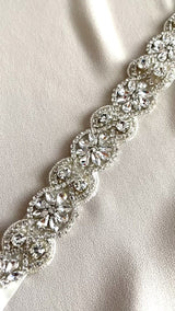 VERITY - Long Sparkle Crystal Belt Sashes In Silver