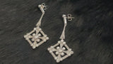 ANNA - Art Deco Style  Round CZ Drop Earrings In Silver