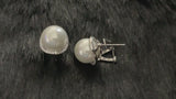 LILITH - Classic Pearl and Pave Stud Earrings In Silver