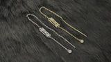 MIYA - Modern Chain And Crystal Drop Needle Earrings